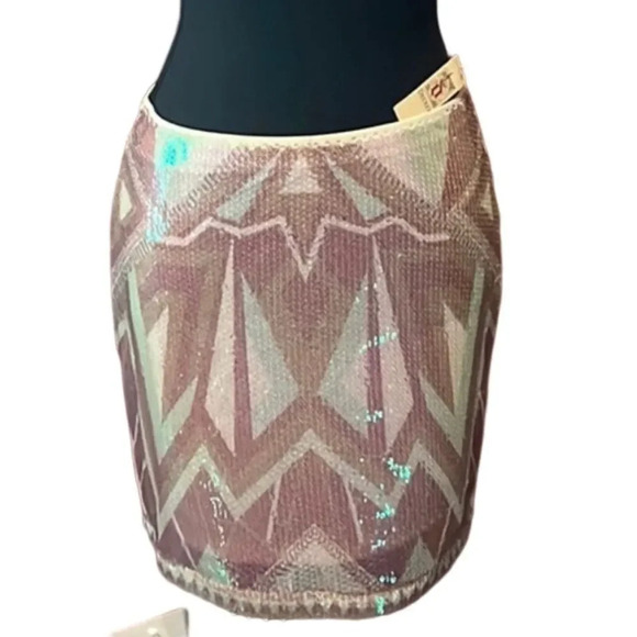 Decree sequin skirt Pink and White mini medium NWT - Picture 2 of 7